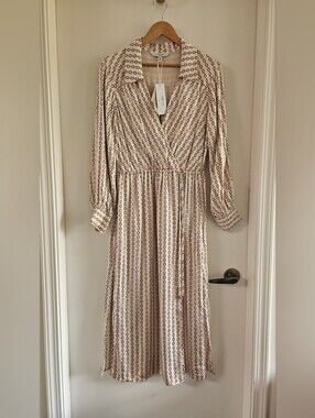 Ever New Cream Chain-Print Wrap Maxi Dress